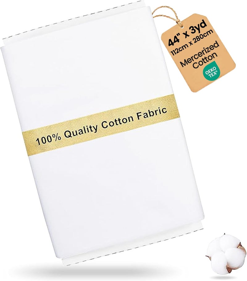 craftido -19 Options-100% Cotton Fabric by The Yard in Solid Color 44”Wide by 3yd (9 ft) -Medium Weight 5.2 oz-Soft Cotton for Quilting, Sewing, Crafts, Binding, Backing and Lining - White - Image 1